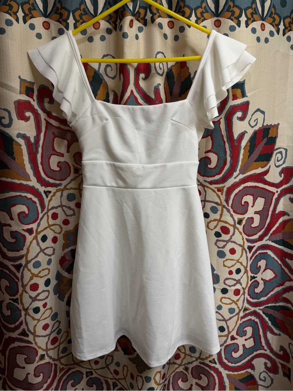 Altar'd State White Ruffle Sleeve Mini Dress